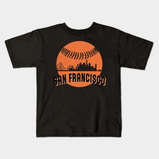 Vintage San Francisco Downtown Skyline Baseball For Game Day Kids T-Shirt